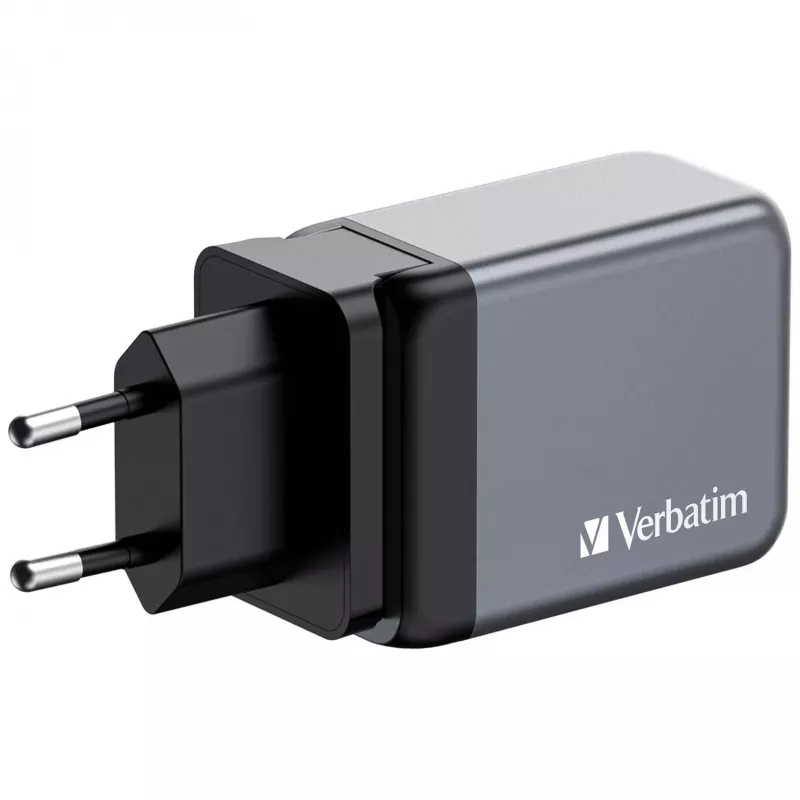 Verbatim GNC-65 Caricabatterie GaN 65W con 2 x USB-C PD 65W / 1 x USB-A QC 3.0 (EU/UK/US)