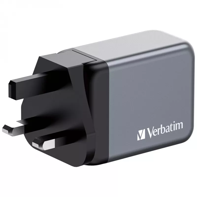 Verbatim GNC-65 Caricabatterie GaN 65W con 2 x USB-C PD 65W / 1 x USB-A QC 3.0 (EU/UK/US)