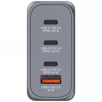 Verbatim GNC-100 Caricabatterie GaN 100W con 2 x USB-C PD 100W / 1 x USB-C PD 65W / 1 x USB-A QC 3.0 (EU/UK/US)