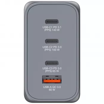 Verbatim GNC-240 Caricabatterie GaN 240 W con 1 x USB-C 140 W / 1 x USB-C 100 W / 1 x USB-C 65 W / 1 x USB-A QC 3.0 (EU/UK/US)