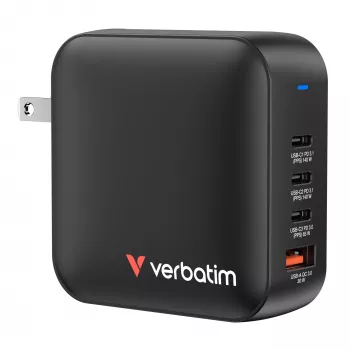 Verbatim Mini Caricabatterie GaN 165W 4 porte spina US con adattatori EU e UK