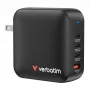 Verbatim Mini Caricabatterie GaN 165W 4 porte spina US con adattatori EU e UK
