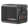 Verbatim Caricabatterie GaN 65 W 2 porte con cavo retrattile, display, spine US e adattatori EU e UK