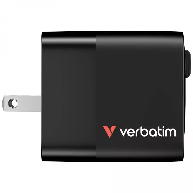 Verbatim Caricabatterie GaN 65 W 2 porte con cavo retrattile, display, spine US e adattatori EU e UK