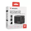Verbatim Caricabatterie GaN 65 W 2 porte con cavo retrattile, display, spine US e adattatori EU e UK