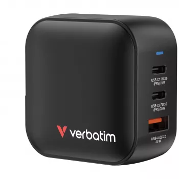 Verbatim Mini Caricabatterie GaN 70W 3 porte spina US con adattatori EU e UK