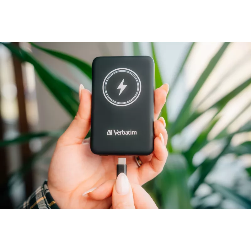 Powerbank VERBATIM Charge 'n' Go 5000 mAh magnetico wireless, Nero