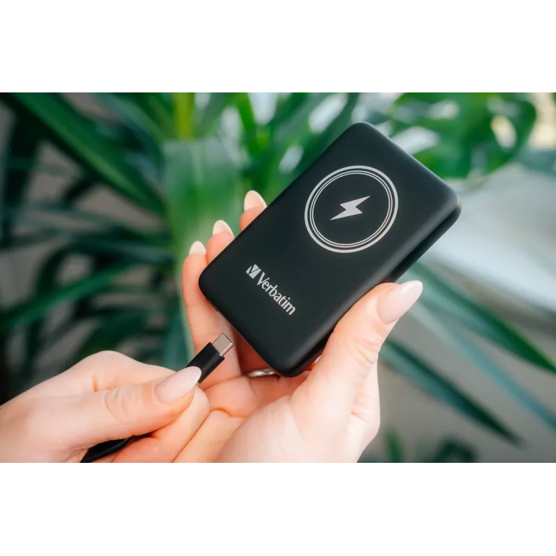 Powerbank VERBATIM Charge 'n' Go 5000 mAh magnetico wireless, Nero