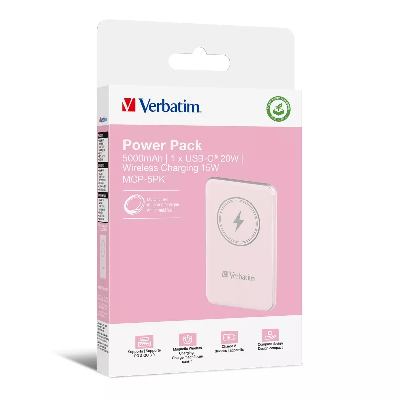 Verbatim Charge 'n' Go Powerbank wireless magnetico 5000mAh Rosa