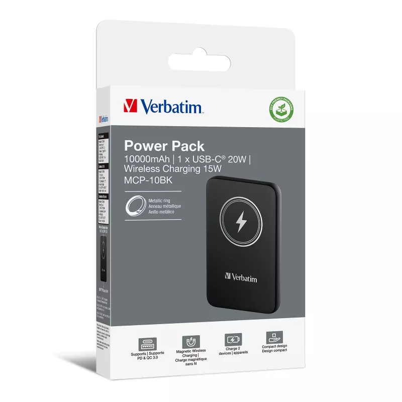 Verbatim Charge 'n' Go Powerbank wireless magnetico 10000mAh Nero
