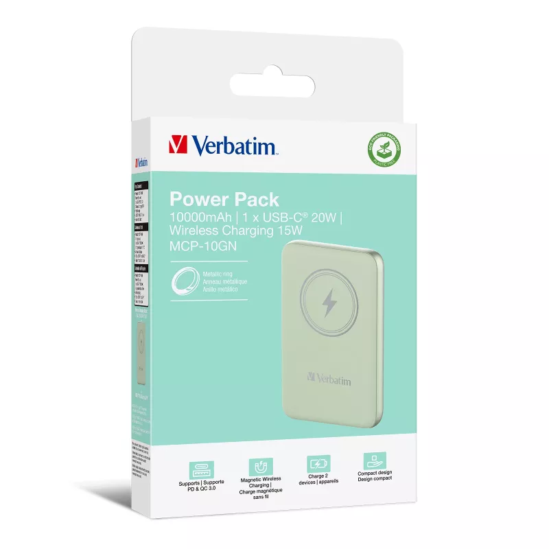 Verbatim Charge 'n' Go Powerbank wireless magnetico 10000mAh Verde