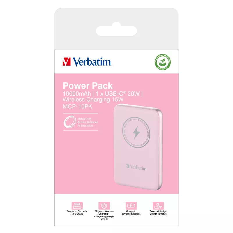 Verbatim Charge 'n' Go Powerbank wireless magnetico 10000mAh Rosa