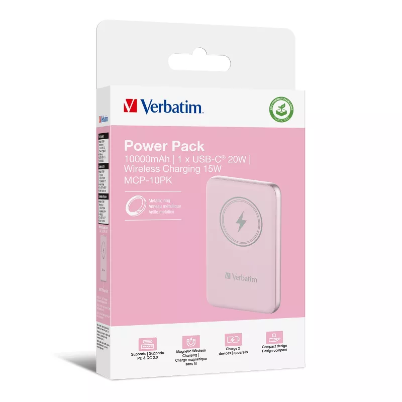 Verbatim Charge 'n' Go Powerbank wireless magnetico 10000mAh Rosa