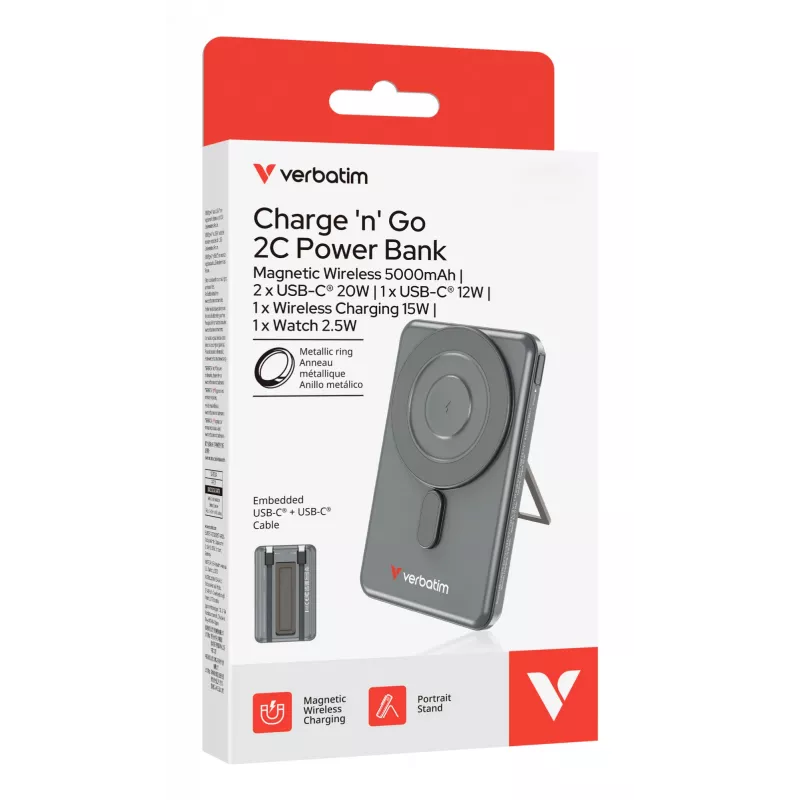 Verbatim Charge'n'Go 2C Powerbank 5000 mAh Grigio