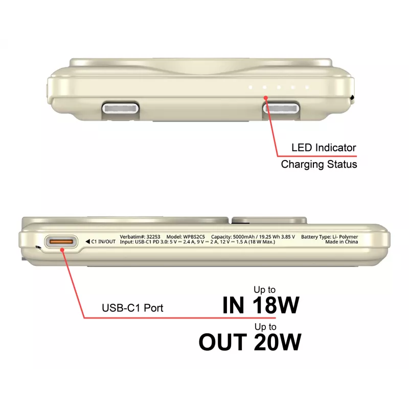 Verbatim Charge'n'G0 2C powerbank 5000 mAh oro