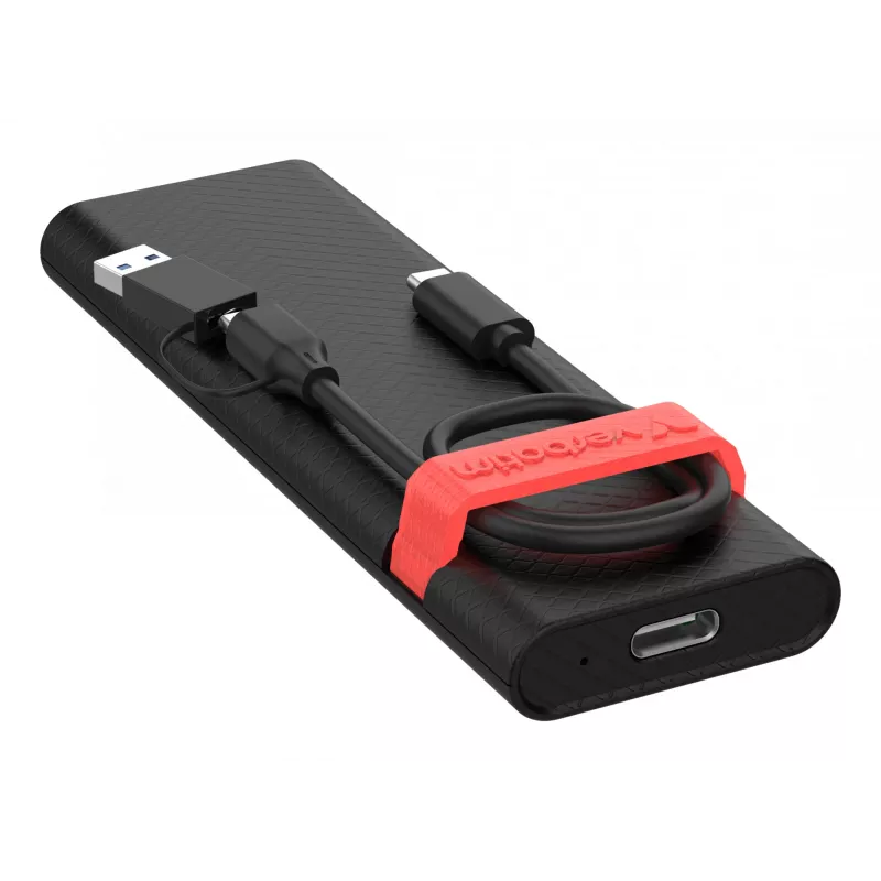 Verbatim Kit case per SSD M.2 NVMe, case per SSD, M.2, PCI Express, 10 Gbit/s, connettività USB, Nero, Rosso