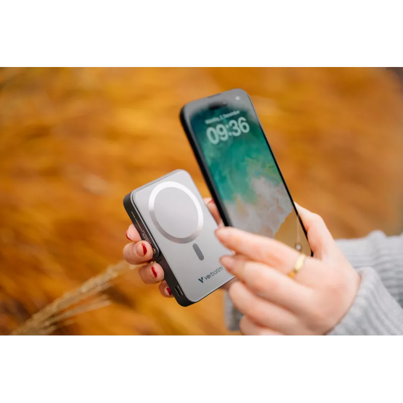 Verbatim Charge 'n' Go Powerbank wireless magnetico con supporto – 10000 mAh Grigio