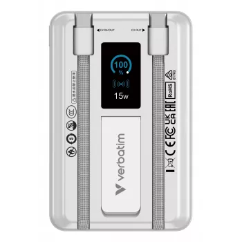 Verbatim Charge'n'Go 2C e display Powerbank 10000 mAh Argento