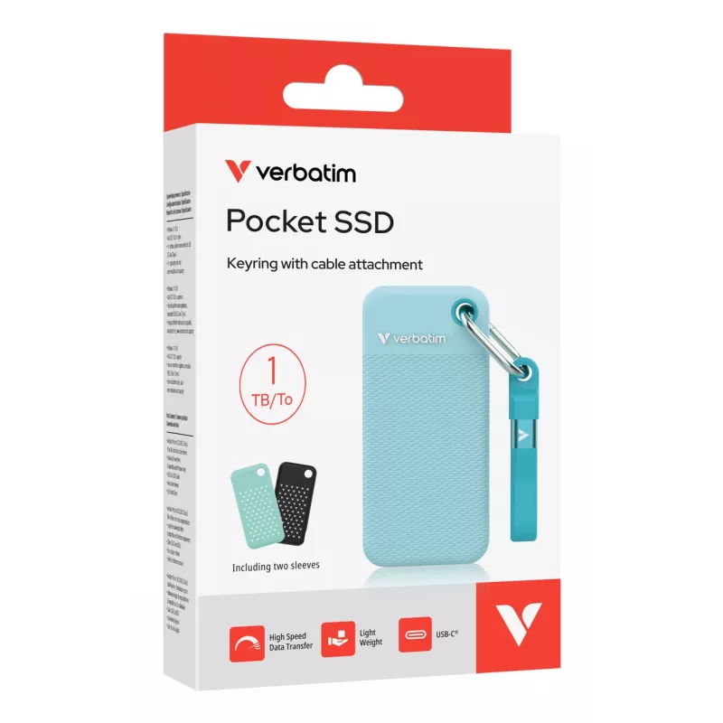 Verbatim Pocket SSD USB 3.2 Gen 2 1 TB Polar Blue incl. due custodie in gomma