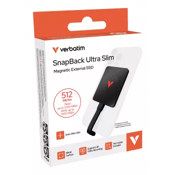 Verbatim SnapBack SSD ultra sottile 512GB USB Type-C USB 3.2 Gen 2x2 Nero