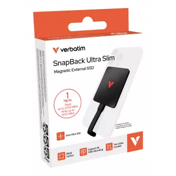 Verbatim SnapBack Ultra SSD ultrasottile 1TB USB Type-C USB 3.2 Gen 2x2 nero