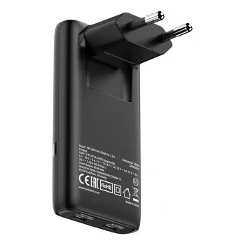 Verbatim Fold 'n' Go caricabatterie GaN 65W spina EU nero, uso interno, AC, 20 V, nero