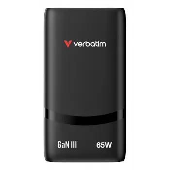 Verbatim Fold 'n' Go caricabatterie GaN 65W spina EU nero, uso interno, AC, 20 V, nero