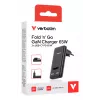 Verbatim Fold 'n' Go caricabatterie GaN 65W spina EU nero, uso interno, AC, 20 V, nero