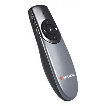 Verbatim Focus presentatore wireless con puntatore laser rosso, RF, USB, 30 m, nero, argento