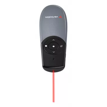 Verbatim Focus presentatore wireless con puntatore laser rosso, RF, USB, 30 m, nero, argento