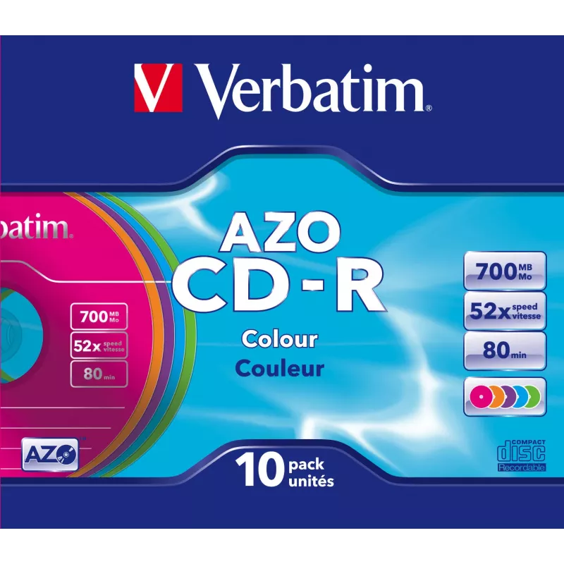 Verbatim CD-R AZO Colours 700 MB 48x 10 pz.
