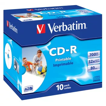 Verbatim CD-R AZO Wide Inkjet Printable 700 MB 52x 10 pezzi