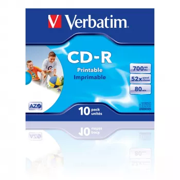 Verbatim CD-R AZO Wide Inkjet Printable 700 MB 52x 10 pezzi
