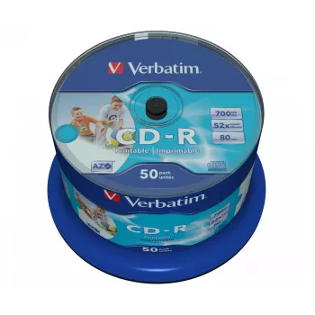 Verbatim CD-R AZO Wide Inkjet Printable no ID 700 MB 52x 50 pz.