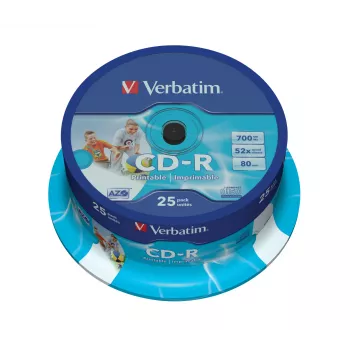 Verbatim CD-R AZO Wide Inkjet Printable 700 MB 52x 25 pz.