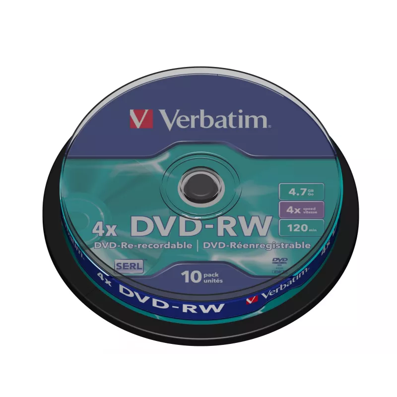 Verbatim DVDVER00072B, DVD-RW, spindel, 10 pezzi, 4,7 GB