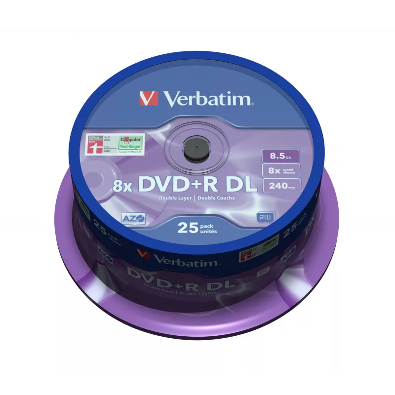 Verbatim DVD+R Double Layer 8x argento opaco spindel da 25