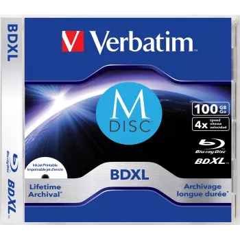 Verbatim MDISC Lifetime archival BDXL 100GB - disco singolo, 100 GB, BDXL, custodia Jewel Case, 1 pezzo