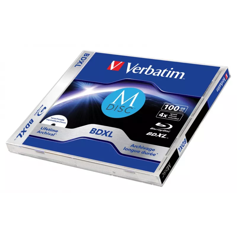 Verbatim MDISC Lifetime archival BDXL 100GB - disco singolo, 100 GB, BDXL, custodia Jewel Case, 1 pezzo