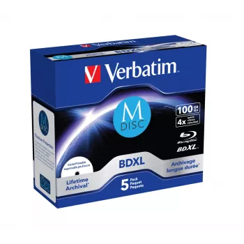 Verbatim M-Disc BD-R XL 100 GB 4x, Jewel Case, 5 pz (43834)