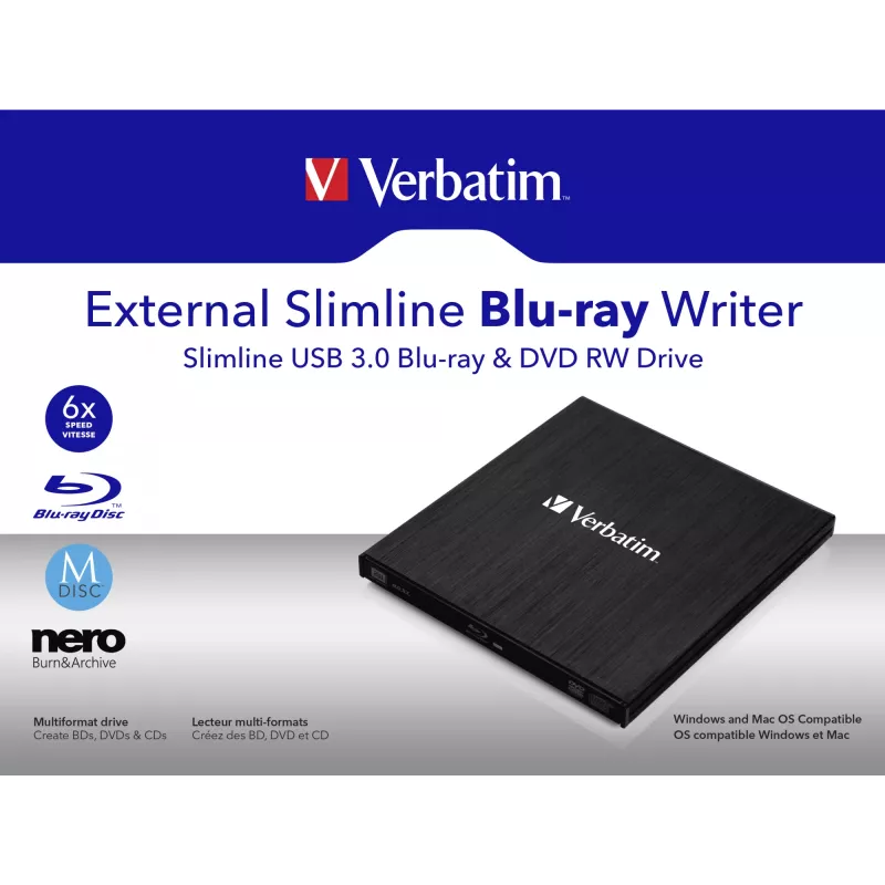 Unità slimline esterna Blu-Ray RW Verbatim 43890
