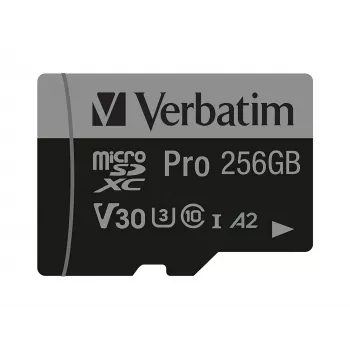 Verbatim Pro U3 256GB scheda Micro SDXC, 256 GB, MicroSDXC, Class 10, UHS-I, 100 MB/s, 90 MB/s