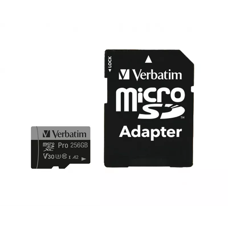 Verbatim Pro U3 256GB scheda Micro SDXC, 256 GB, MicroSDXC, Class 10, UHS-I, 100 MB/s, 90 MB/s