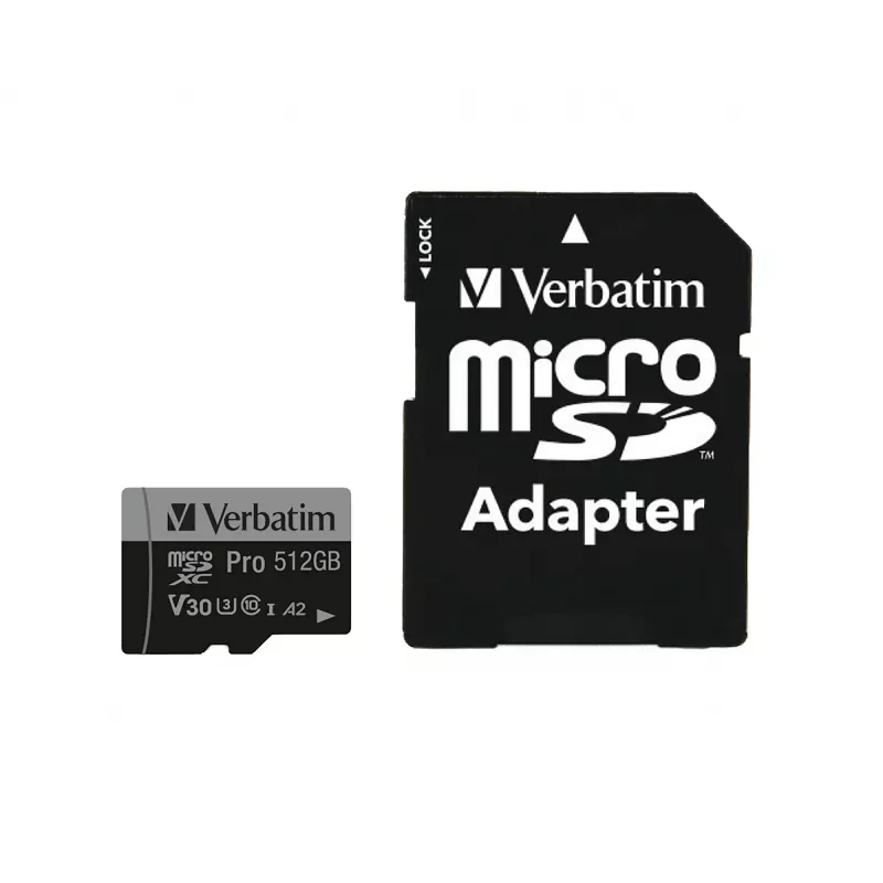 Verbatim Pro U3 512GB scheda Micro SDXC, 512 GB, MicroSDXC, Class 10, UHS-I, 100 MB/s, 90 MB/s