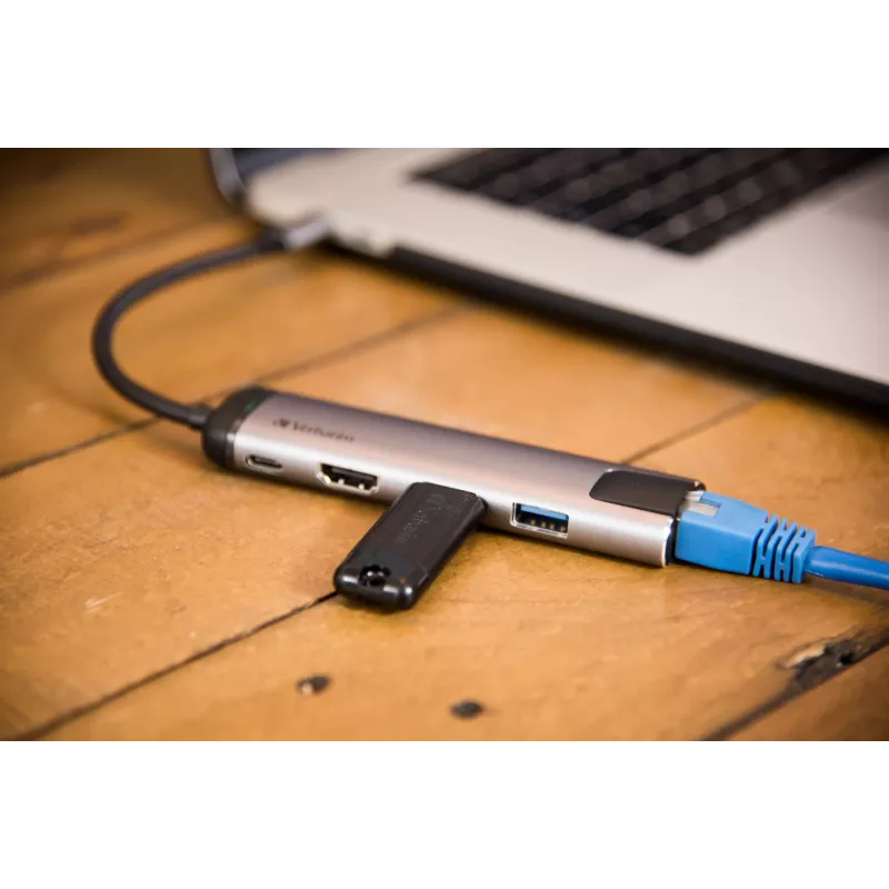 Verbatim 49141 dock per laptop/replicatore di porte USB 3.2 Gen 1 (3.1 Gen 1) Type-C nero, argento