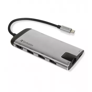 Verbatim 49142 dock per laptop/replicatore di porte USB 3.2 Gen 1 (3.1 Gen 1) Type-C nero, argento