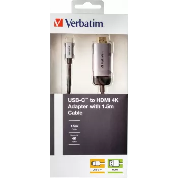Verbatim 49144 adattatore cavo video 1,5 m USB Type-C HDMI nero, argento