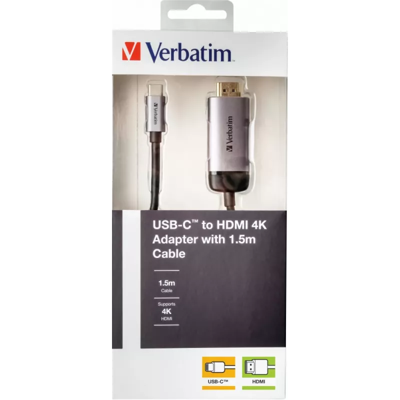 Verbatim 49144 adattatore cavo video 1,5 m USB Type-C HDMI nero, argento