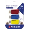 Verbatim Store 'n' Click - drive USB 2.0 3.2 GEN1 - 3x16 GB - rosso/blu/giallo