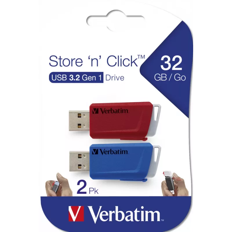 Verbatim Store 'n' Click - drive USB 2.0 (3.2 GEN1) - 2x32 GB - rosso/blu
